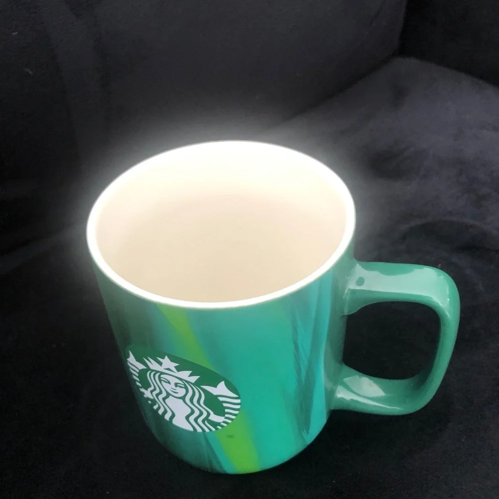 Starbucks Green Striped Ceramic Logo Mug